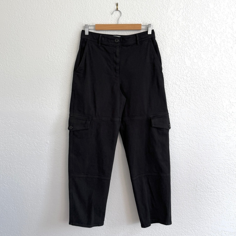 Aritzia Wilfred Free Maeve Cargo Pants Black High Waisted Tapered Utility Size 6